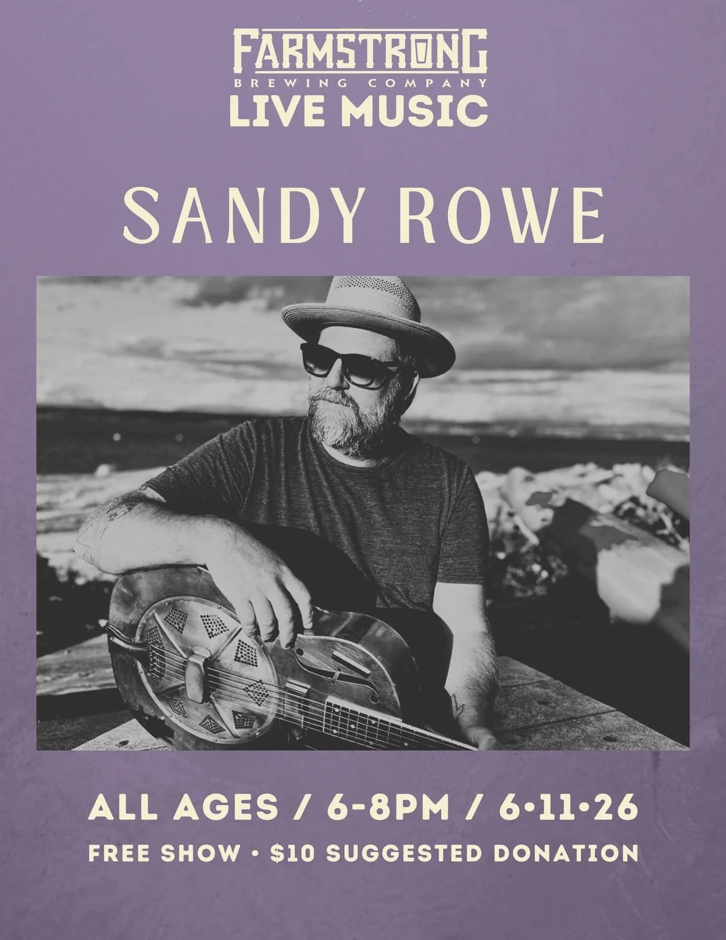 Join us tonight, the 11th for live music from Sandy Rowe outside in the beer garden! 🌞

Sandy Rowe is a Camano Island singer-songwriter playing folk, blues, and Americana with an old steel resonator guitar and porch-board stomp. His songs are honest