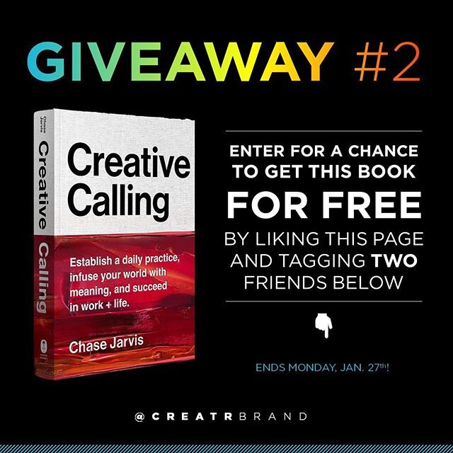 Checkout the giveaway this weekend @creatrbrand ! Don&rsquo;t tag people here though, do it on their page. Good luck!
.
.
.
#giveaway #chasejarvis @chasejarvis #creativecalling #creativity #createyourlife #livecreatively #livecreative #entrepreneur #