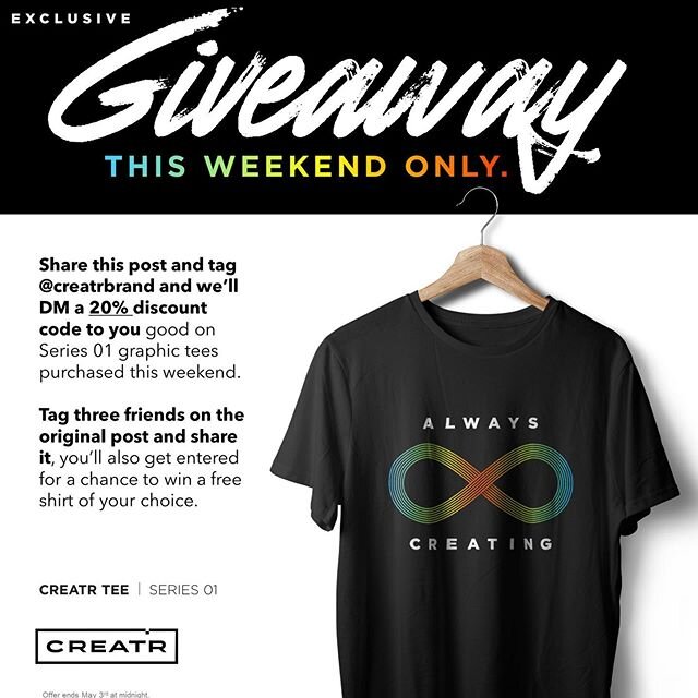 Big weekend giveaway! See the details in the post and win a free shirt this weekend! Thank you so much for all of the support from our followers. .
.
.
.
#giveaway #giveaways #teeshirtdesign #teeshirt #graphictees #freelancephotographer #freelanceart