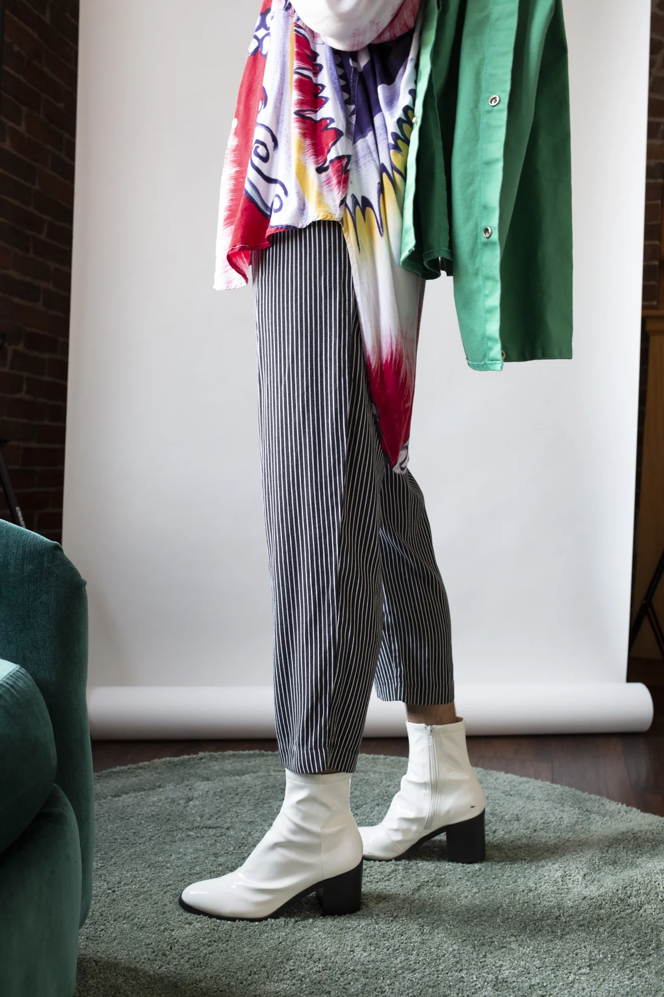 Thin Black &amp; White Striped Pants