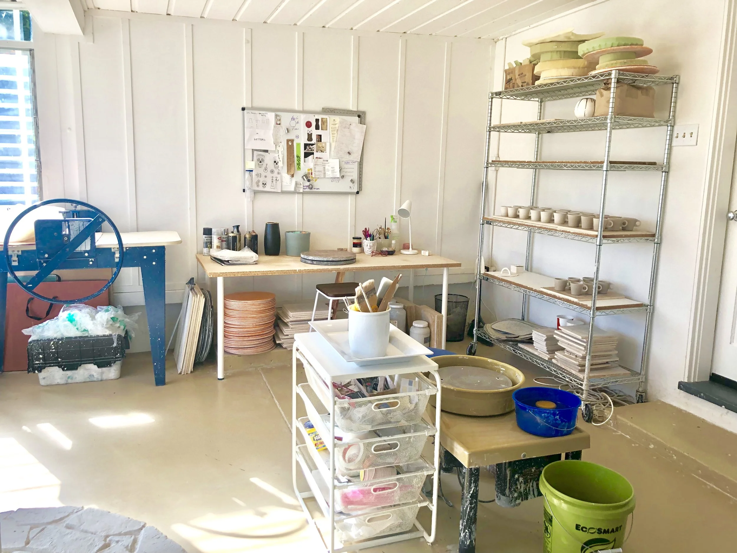 Amanda’s throwing wheel and studio space