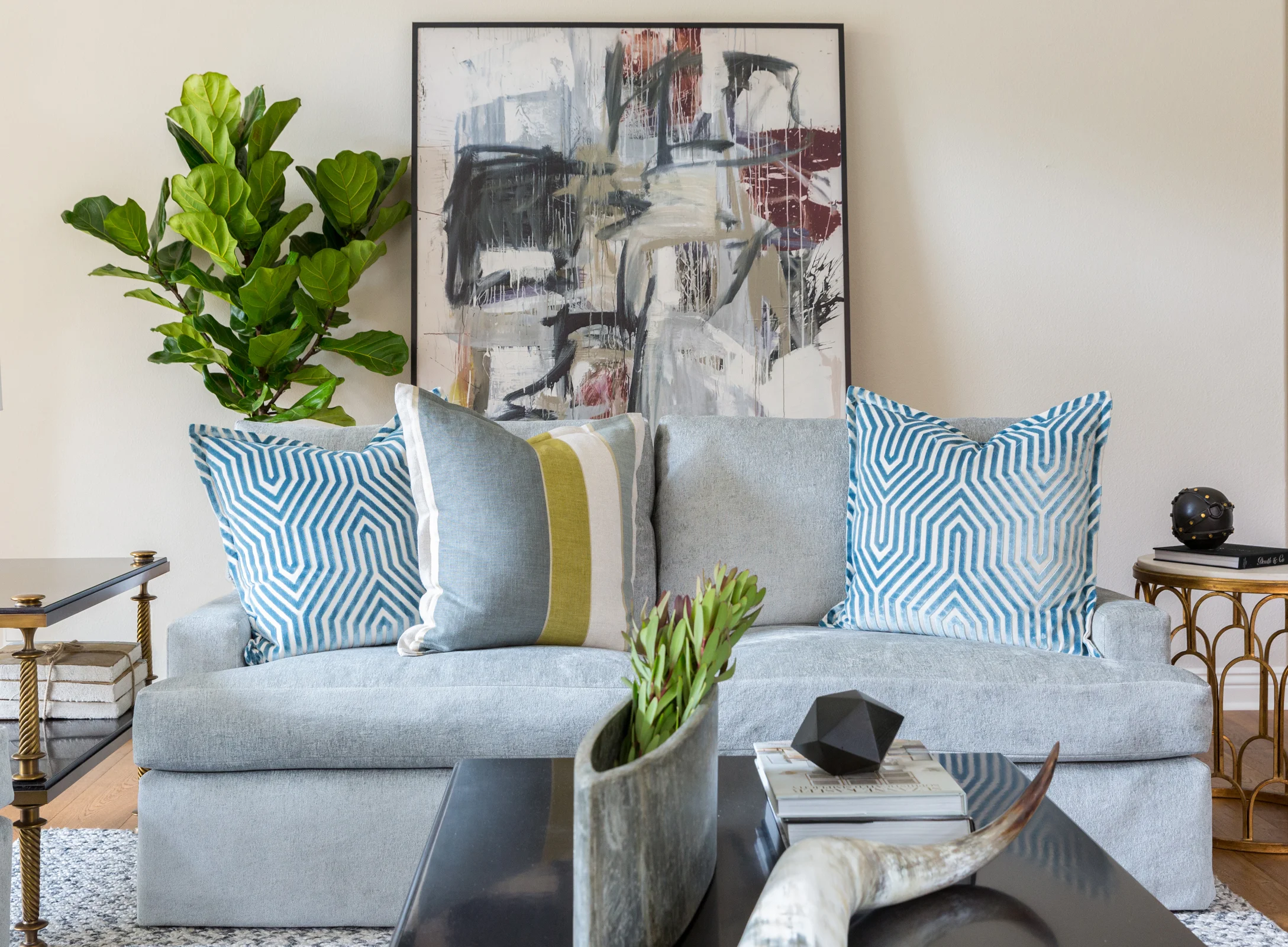 Our clients weren’t afraid to go bold in their fun and funky family room!