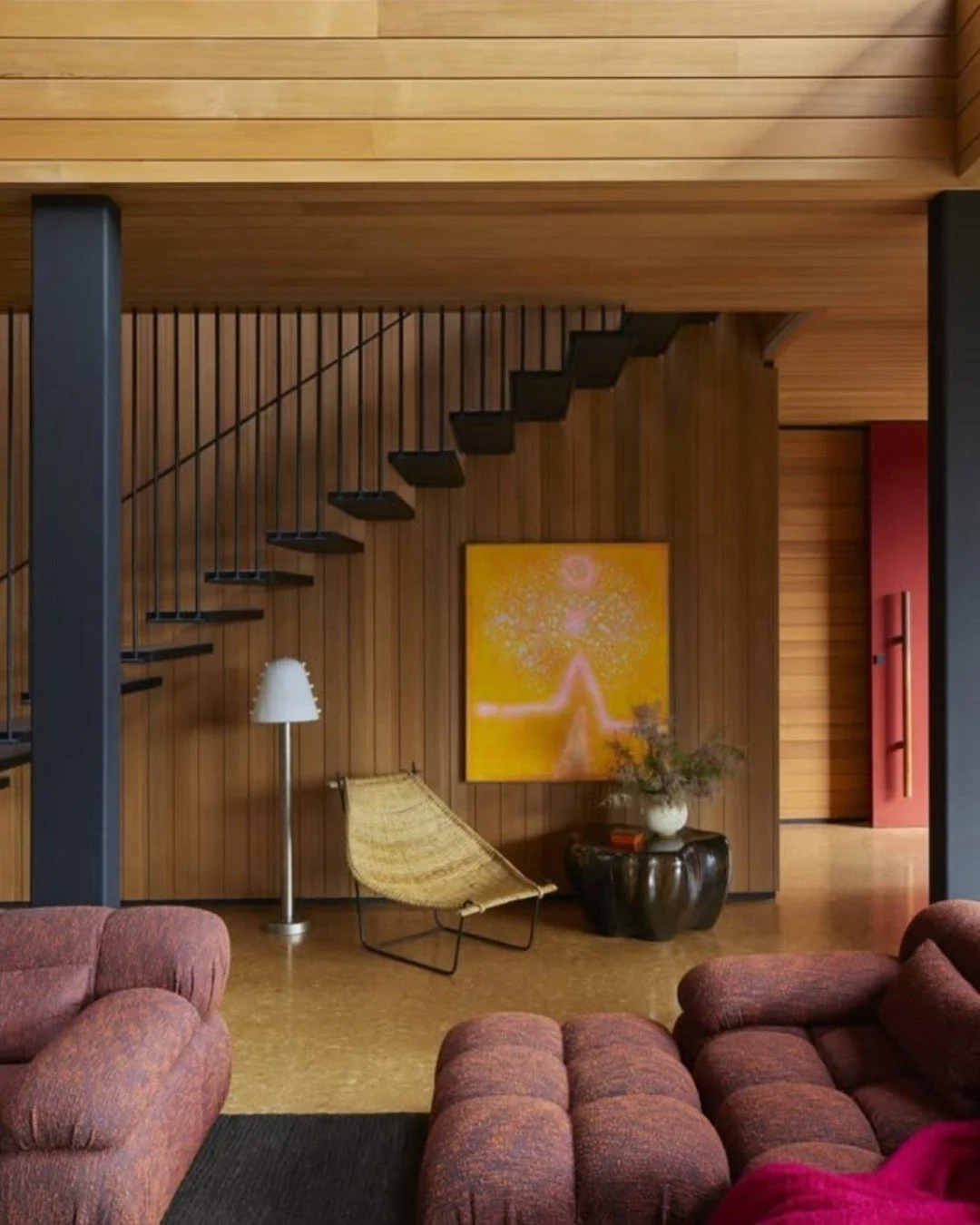 Drawn to this blend of brutalist forms and midcentury warmth #inspo via @carriedelanyinteriors