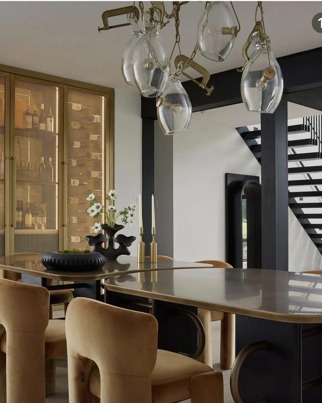 Drama is served with a bold yet composed palette of black, brass, and camel. #originalby @widellandboscetti #inspo via @annecarrdesign