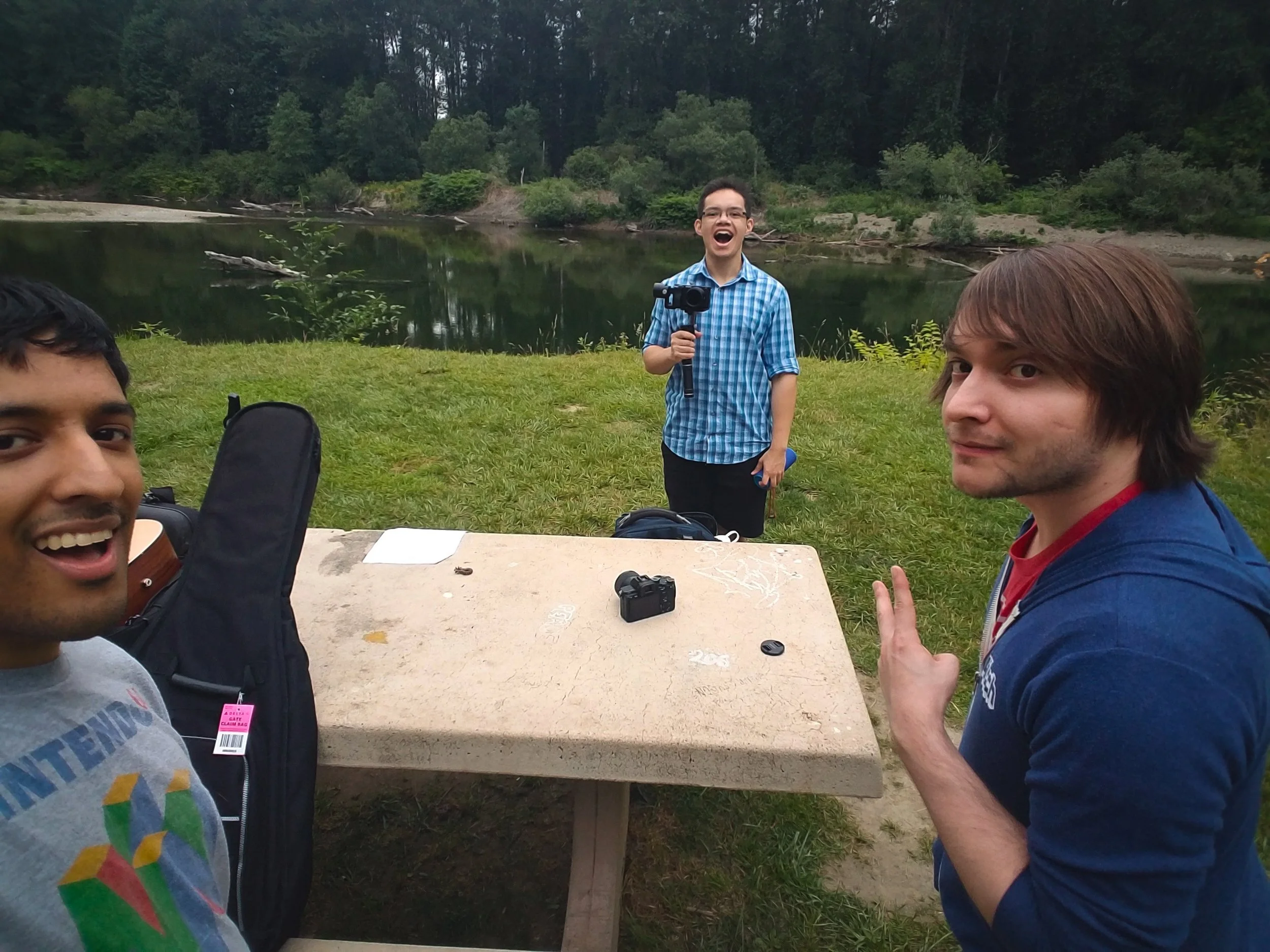 (L to R) Ro Panuganti, Carlos Eiene (insaneintherainmusic), and Colbydude