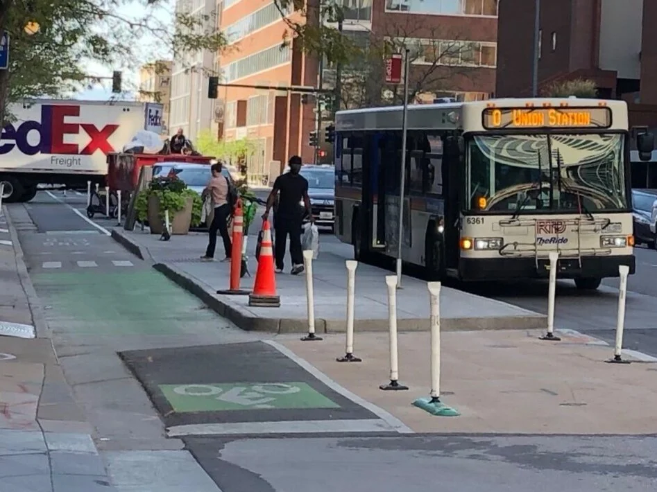 Bus stops, bus bulbs, bollards