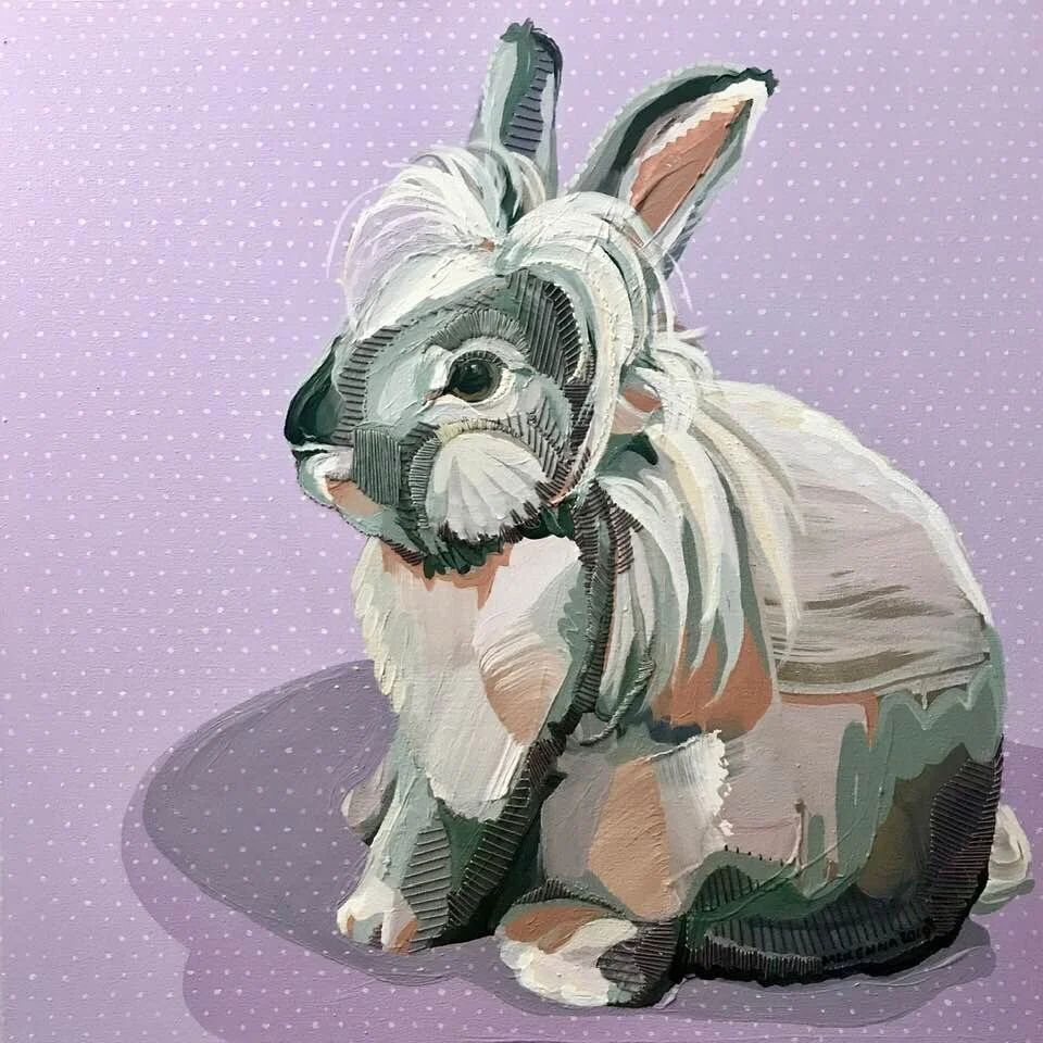 Beatrix. acrylic and embroidery on canvas. 24” x 24”. 2019.