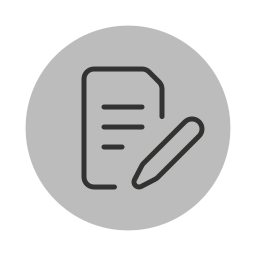Icon of a document with lines and a pencil.