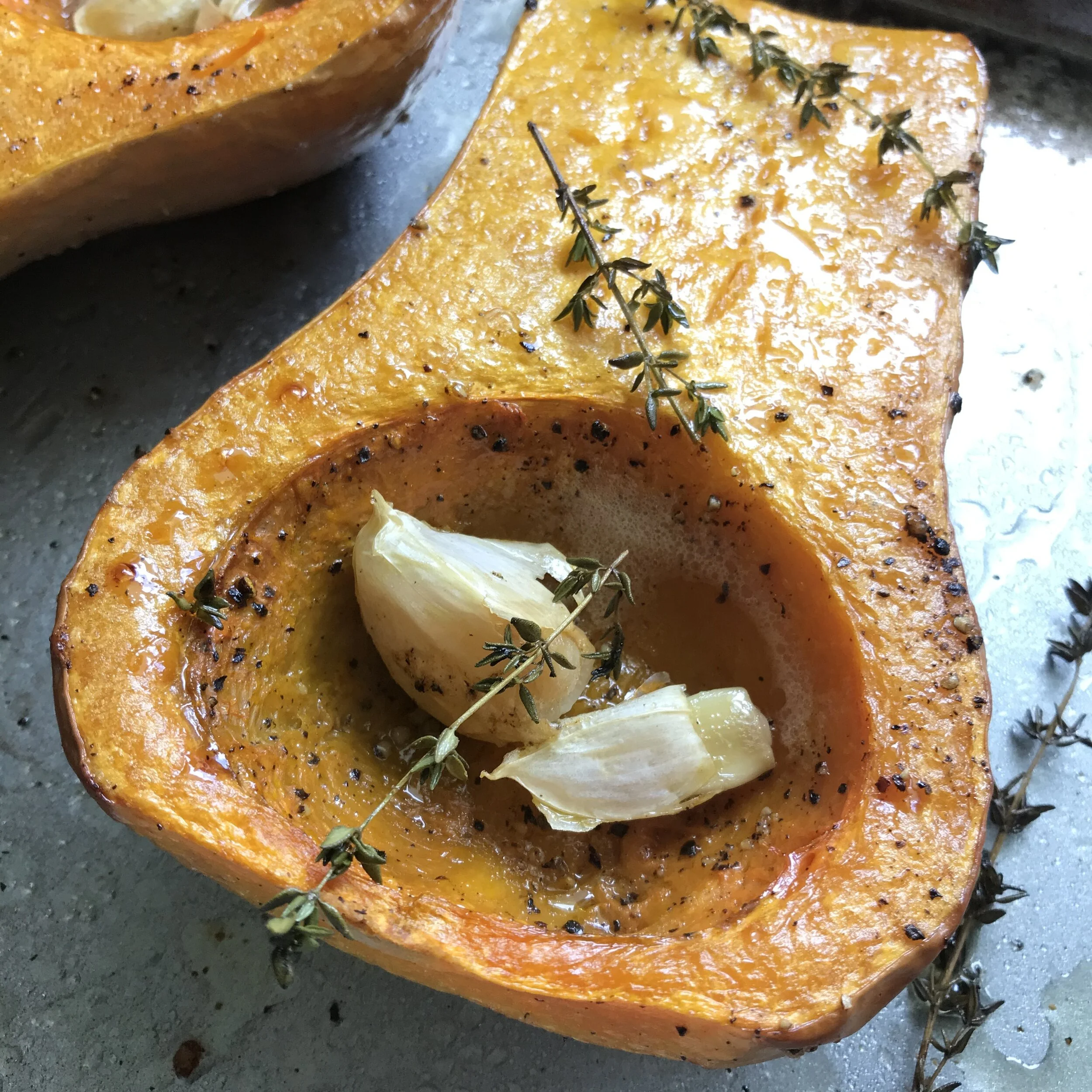 Roasted Butternut Squash w/ Garlic &amp; Thyme