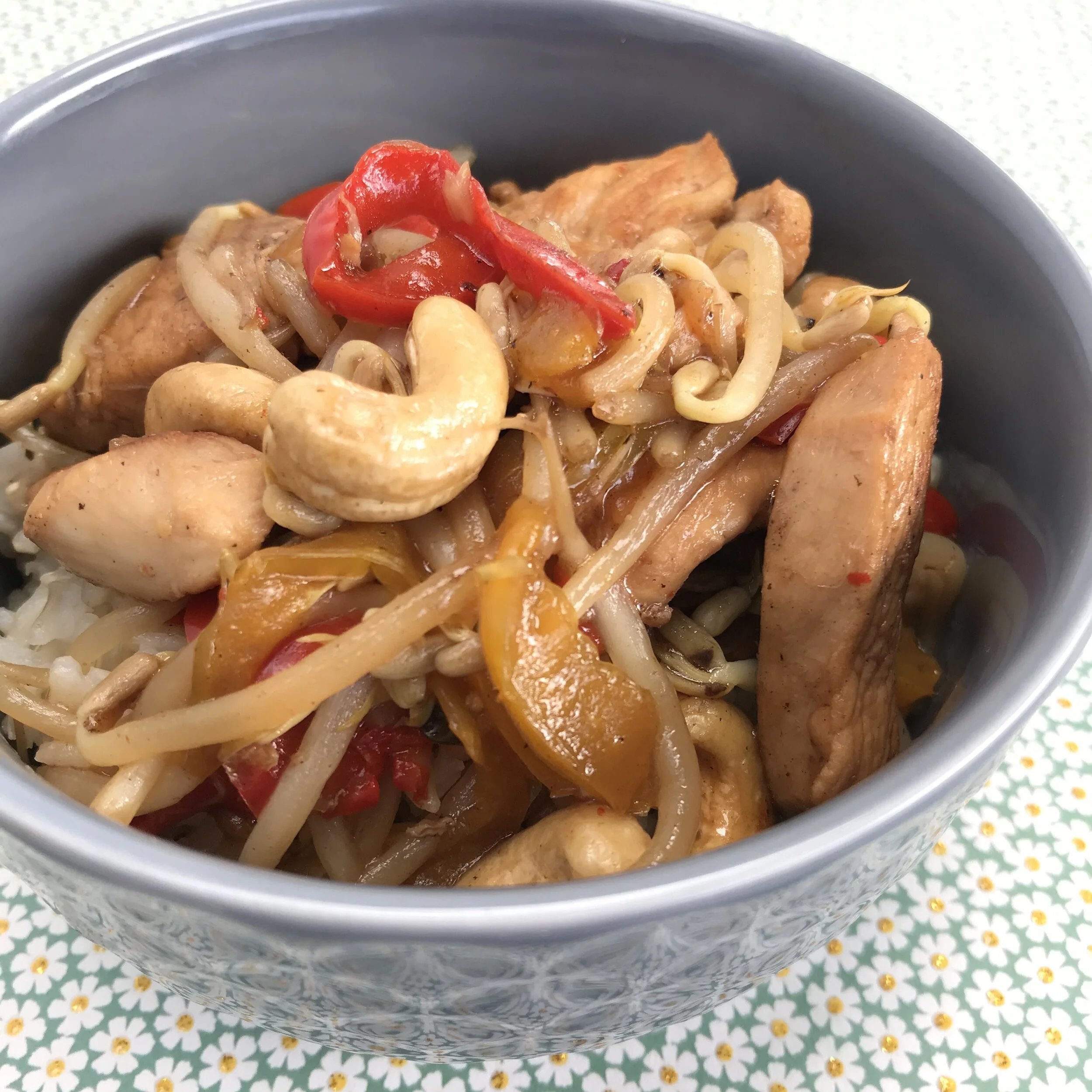 Serving suggestion: Quick Chicken Stir-Fry w/ Cashews on Steamed Rice