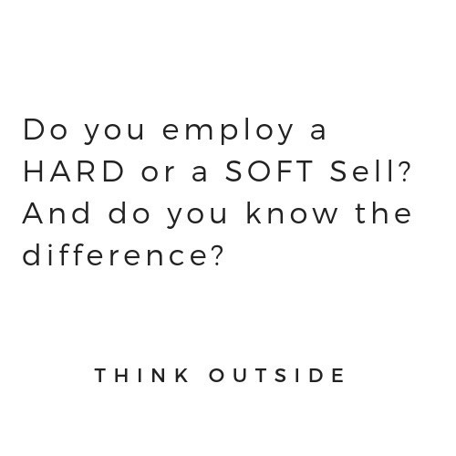 A soft sell is a method of salesmanship that uses subtle persuasion... not deceptive or negative. A hard sell uses a more pushy approach to attempt to sell something on the first attempt. Do you know which you employ? Check out Vol. 6 for more market