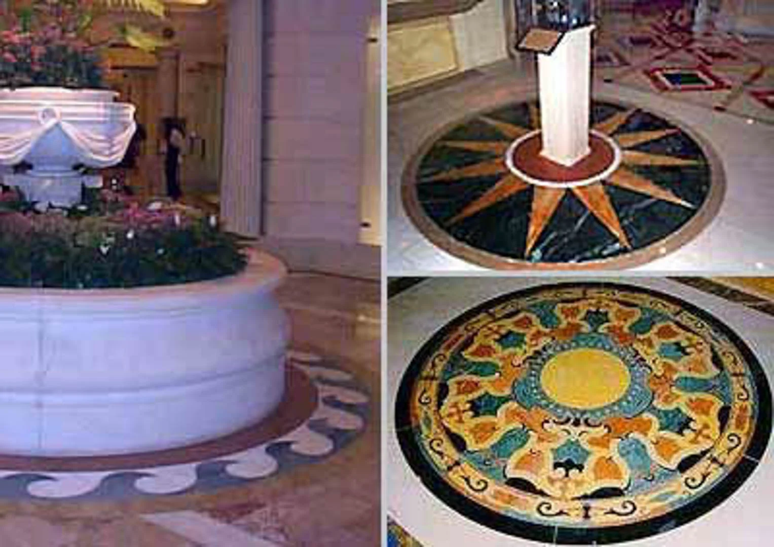 Project: Caesars Palace Hotel Location: Las Vegas, Nevada Description: This image shows just a few elegant mosaic waterjets installed by Carrara at this prestigious hotel.