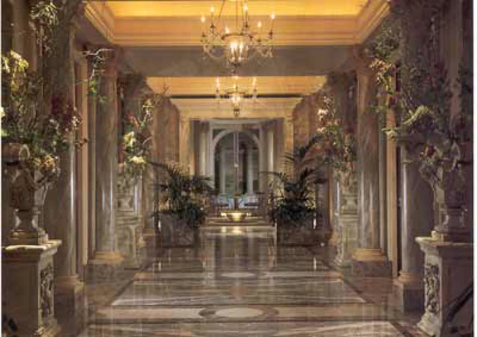 Project: Caesars Palace Hotel Location: Las Vegas, Nevada Description: Interior Paving Only the very affluent get to see this corridor in one of the most luxurious suites in Las Vegas. Notice the use of water jet design and 'book matched' veining in these marble floors. Over 35 different stone types were imported and installed by Carrara on this project.