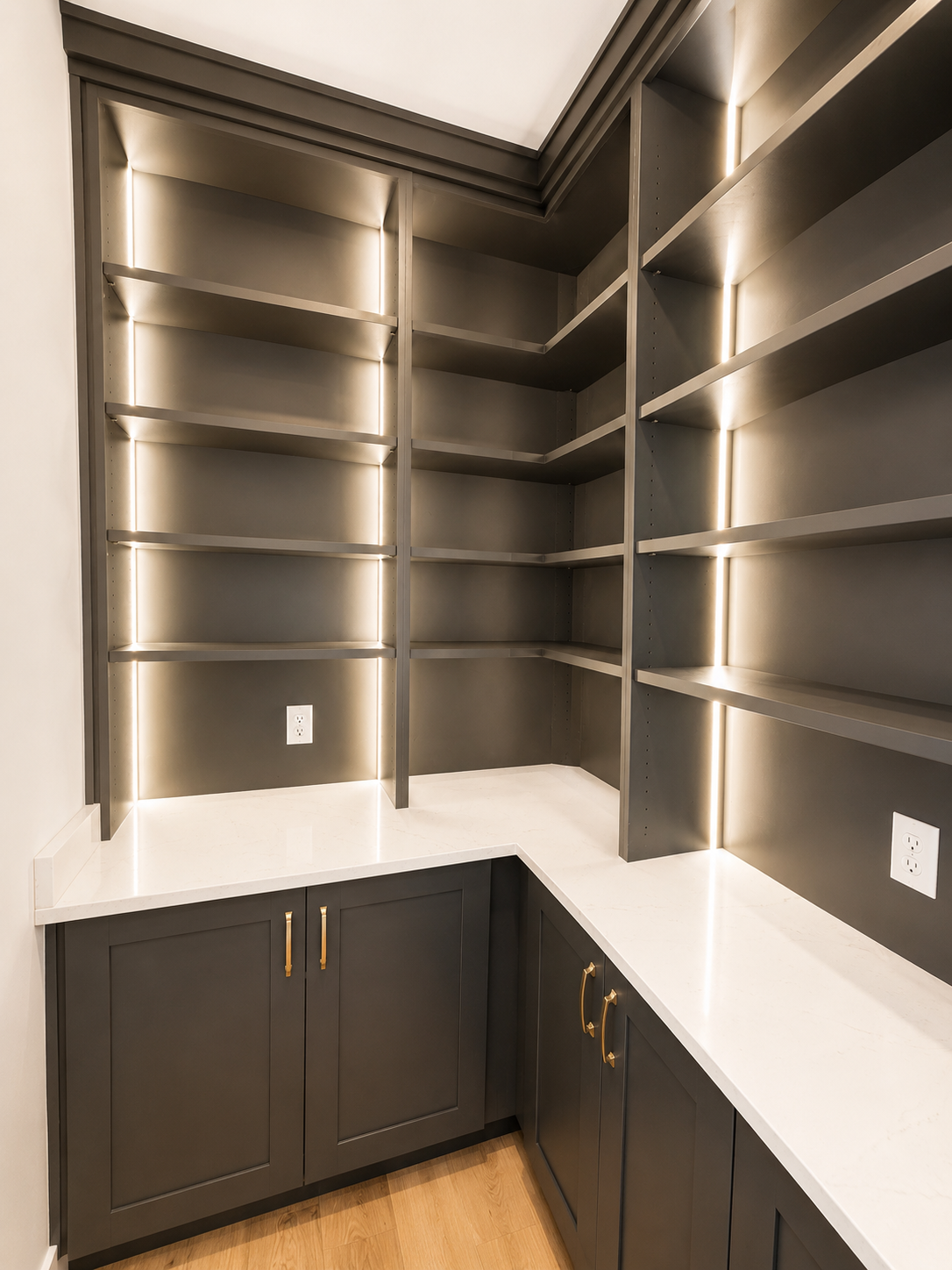 Designer kitchen with walk-in pantry