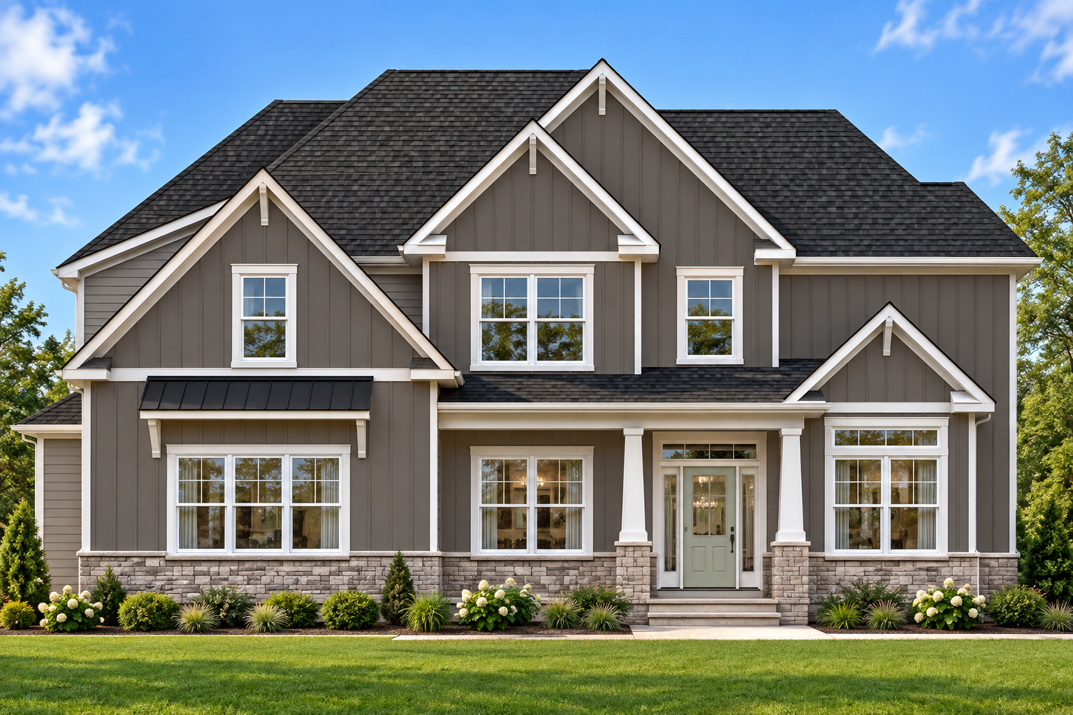 The Juniper: Rendering, 3-Car Garage