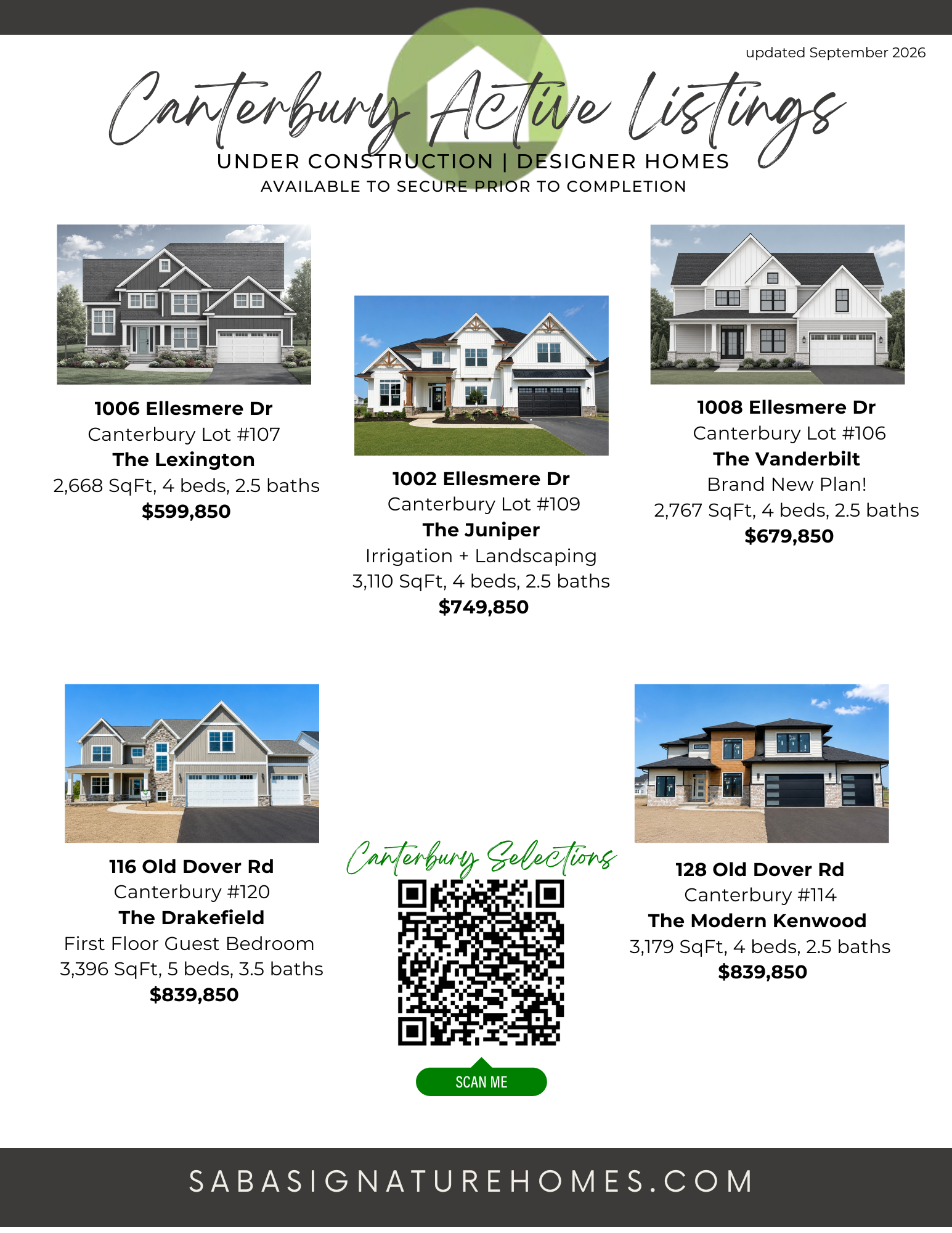 Canterbury features new construction luxury homes buy Saba