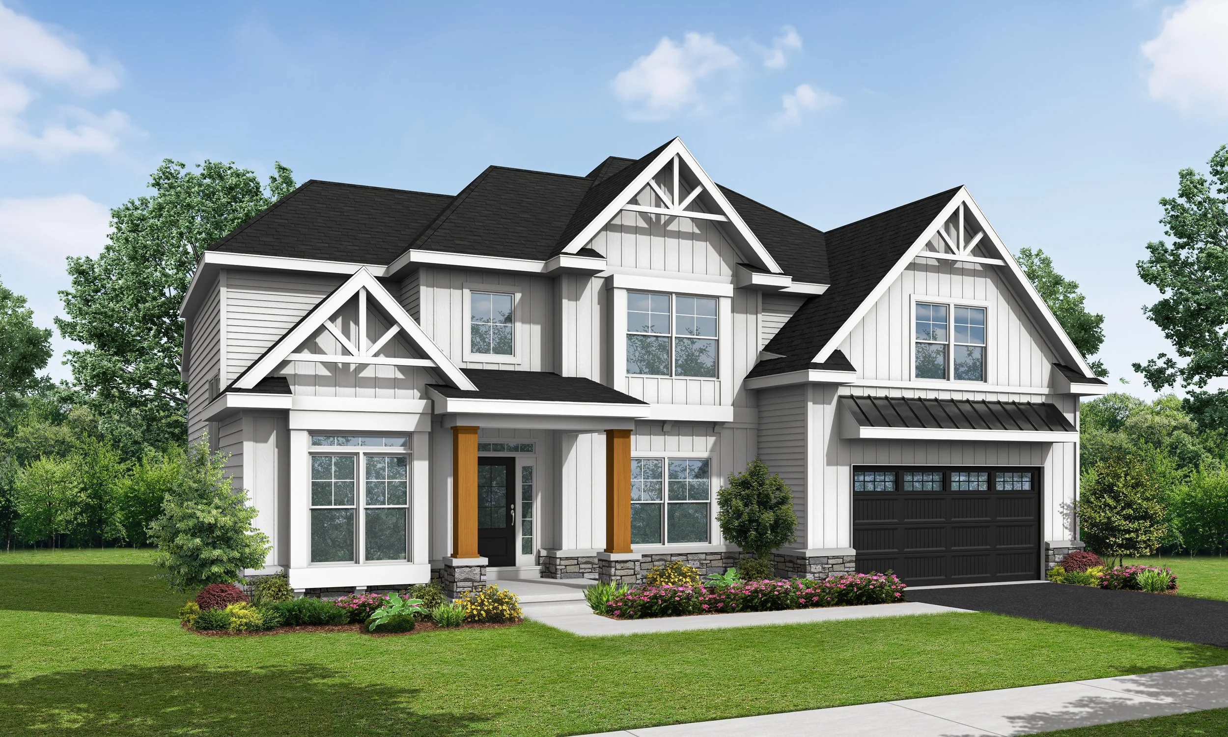 The Juniper: Exterior Rendering (2 Car) 