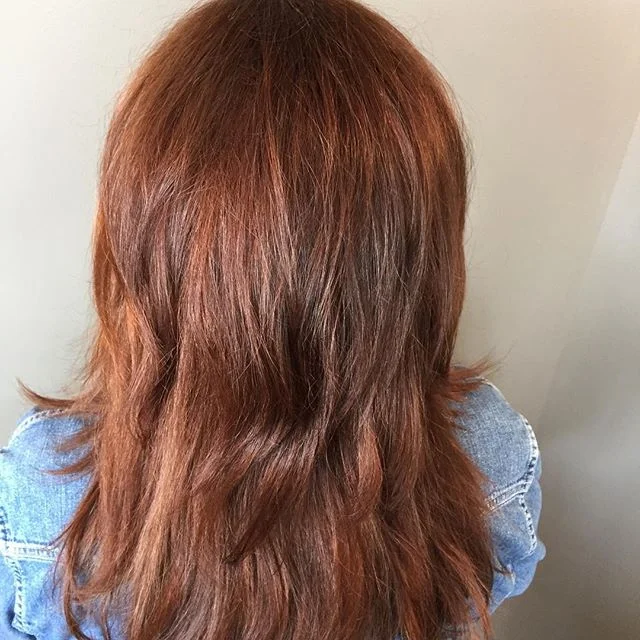 Double Dip | Sometimes more really IS better! For this technique I applied a normal INOA root color application and pulled color through her ends to liven up her gorgeous red! The trick is to gloss it all AGAIN after the first application is shampooe