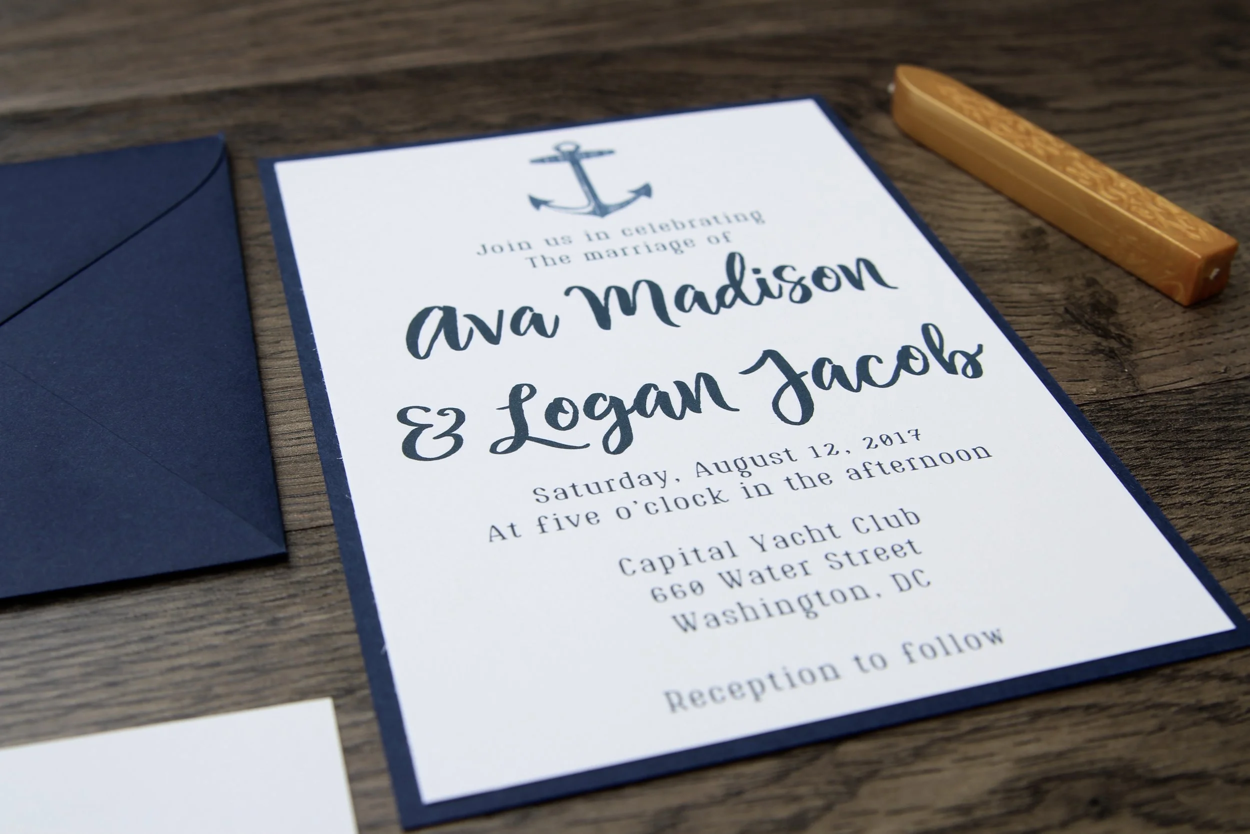 Nautical Modern Anchor Wedding Invitation