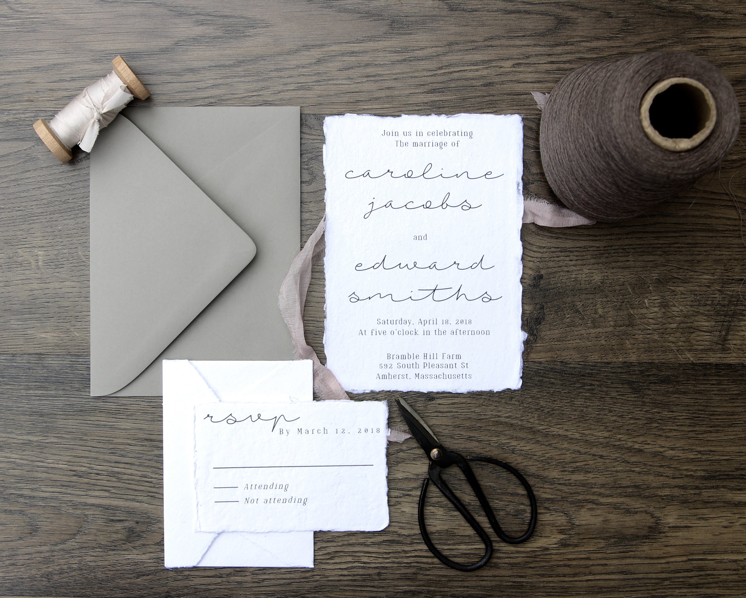 Rustic Cotton Rag Wedding Invitation 