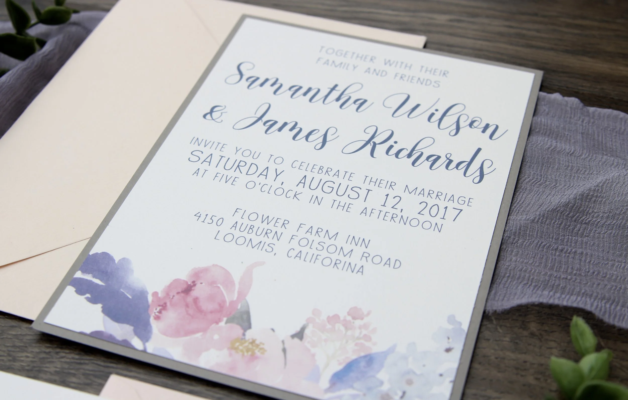 Watercolor Floral Wedding Invitation 