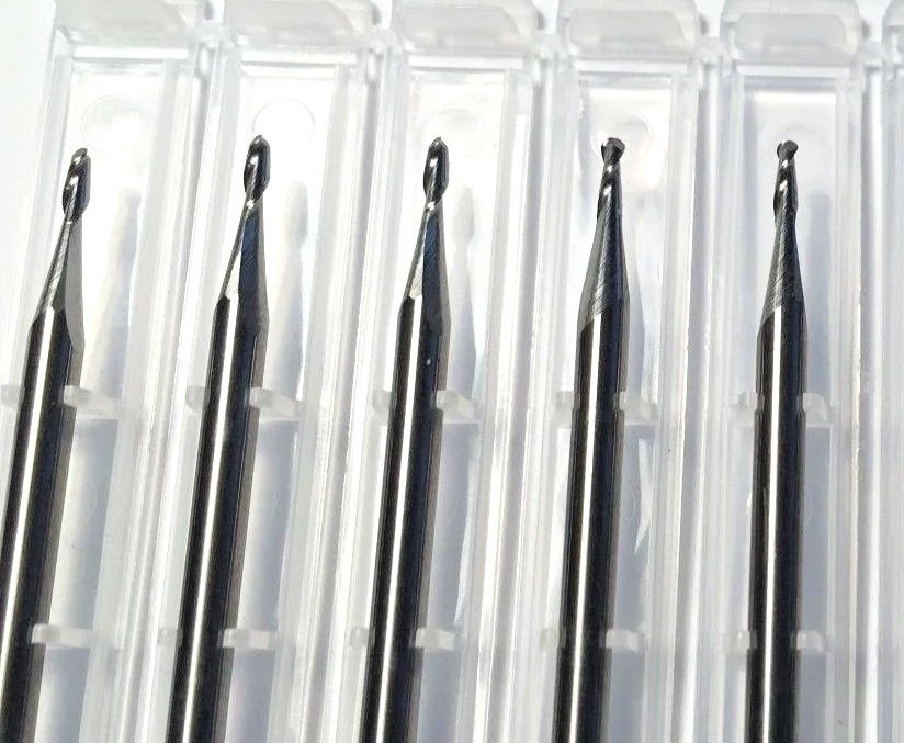 1/16" Dia x 3/16" Cut 2FL Ball End Carbide End Mill 5-Pack USA A12