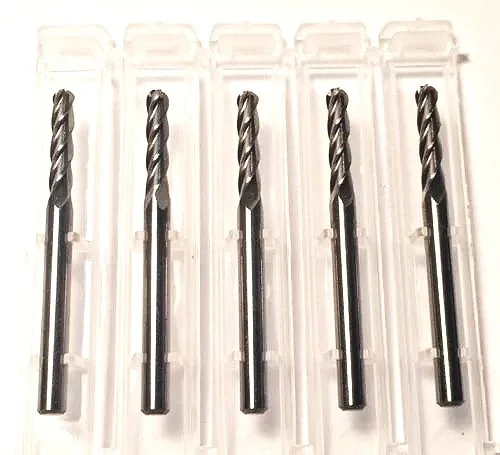 7/64" Dia x 3/8" Cut 4FL Ball End Carbide End Mill 5-Pack USA A24