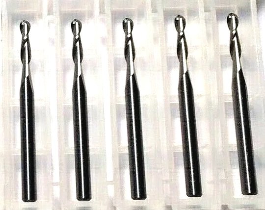 3/32" Dia x 3/8" Cut 2FL Ball End Carbide End Mill 5-Pack USA A19