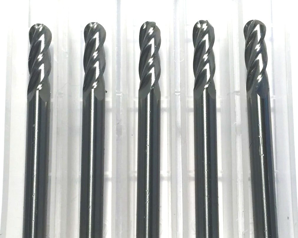 1/4" Dia x 3/4" Cut 4FL Ball End Solid Carbide End Mill 5-Pack USA B18