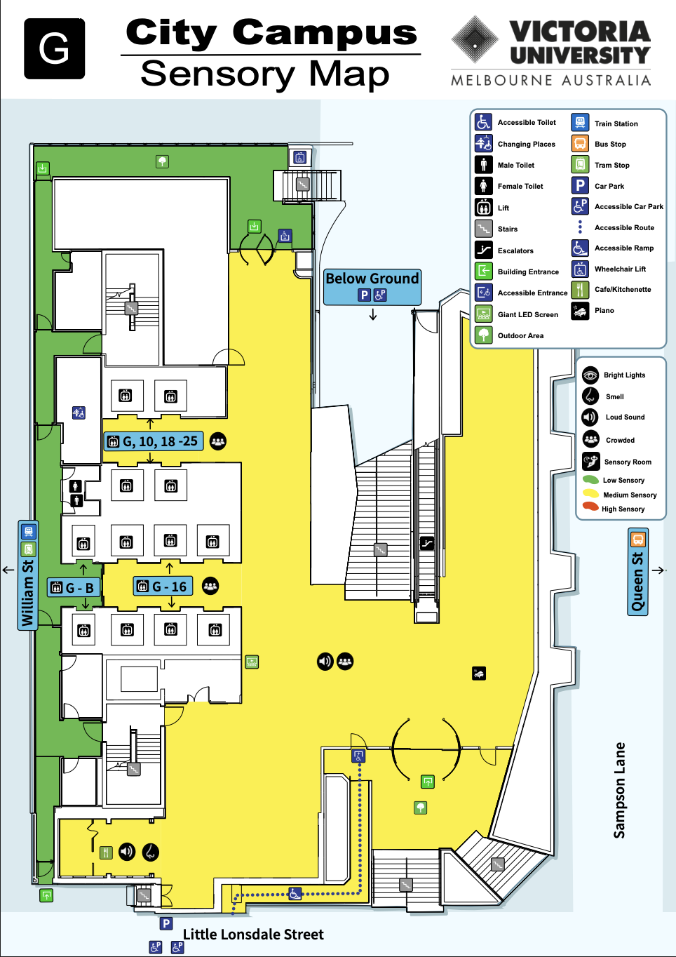 Victoria University City Campus Sensory Map Ground Level