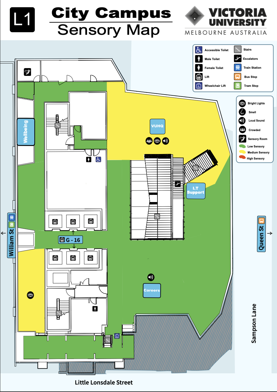 Victoria University City Campus Sensory Map Level1