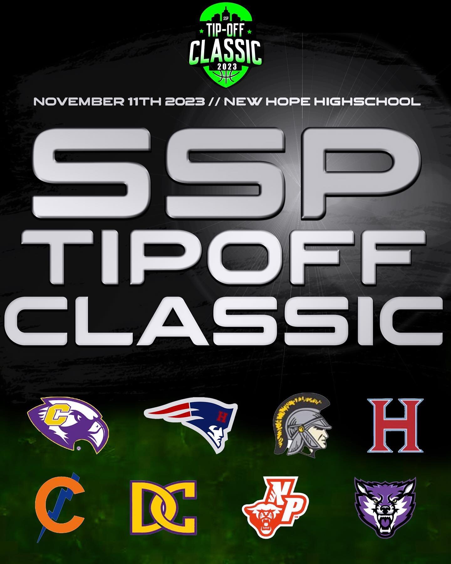 🟢SSP Tip-Off Classic🟢

Excited to announce this years field of teams for the 3rd Annual SSP Tip-Off Classic! 

📍New Hope HS
🗓️ Nov 11th

▪️Callaway (Girls)
▪️Cleveland Central
▪️ Columbus
▪️Desoto Central 
▪️Heritage Acadmey 
▪️ Hillcrest (Girls)