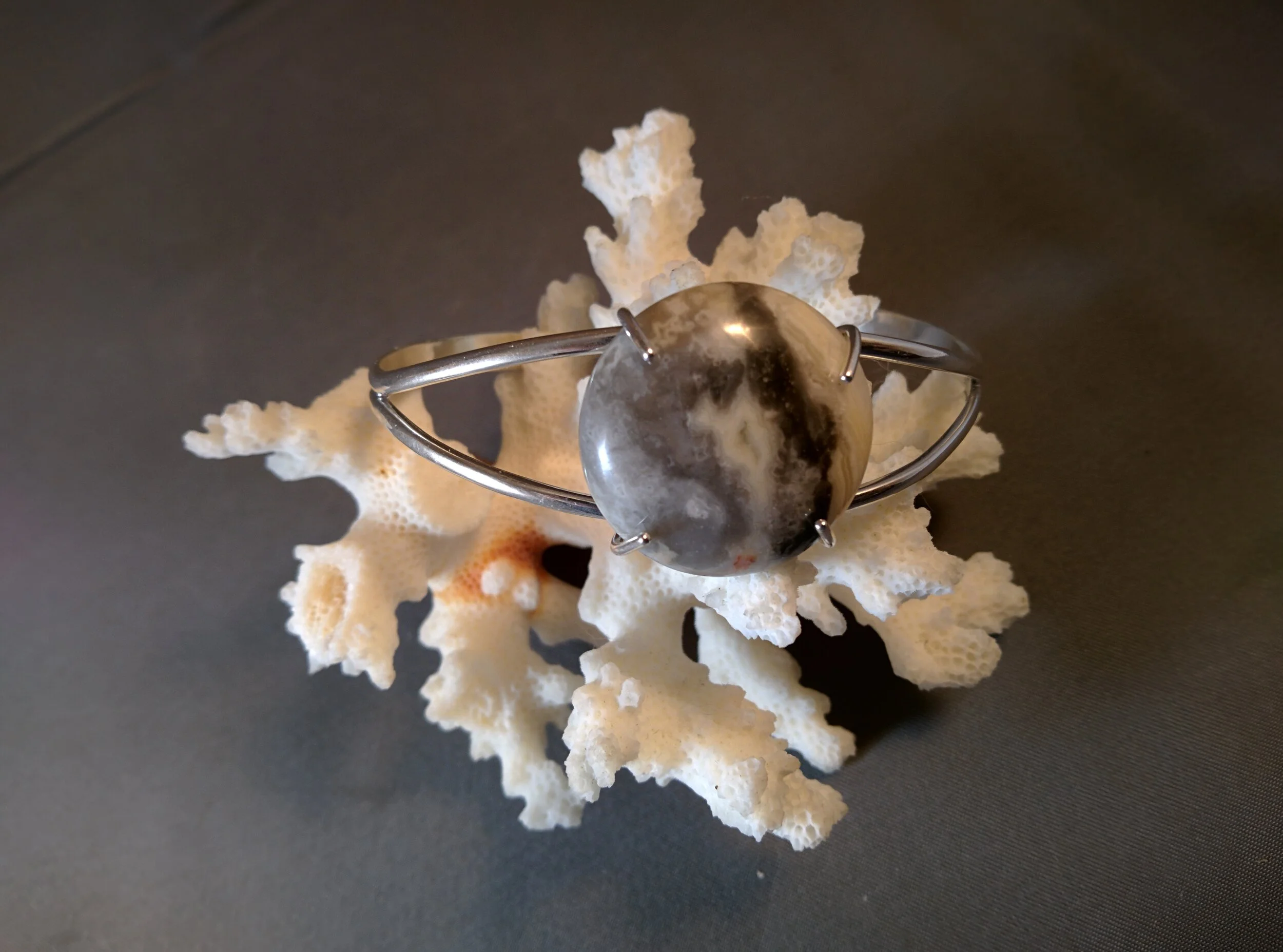 Mexican Agate Sterling Silver Cuff