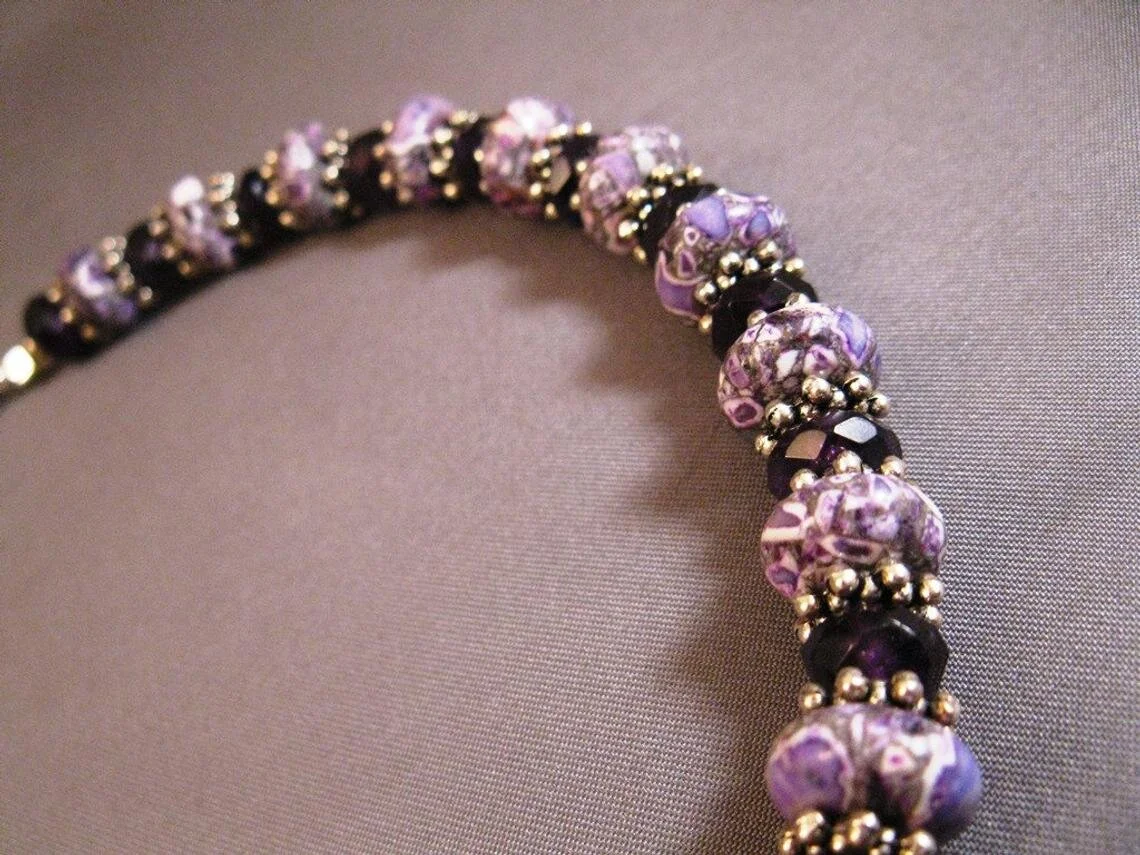 Amethyst Purple Agate Rondelle Choker