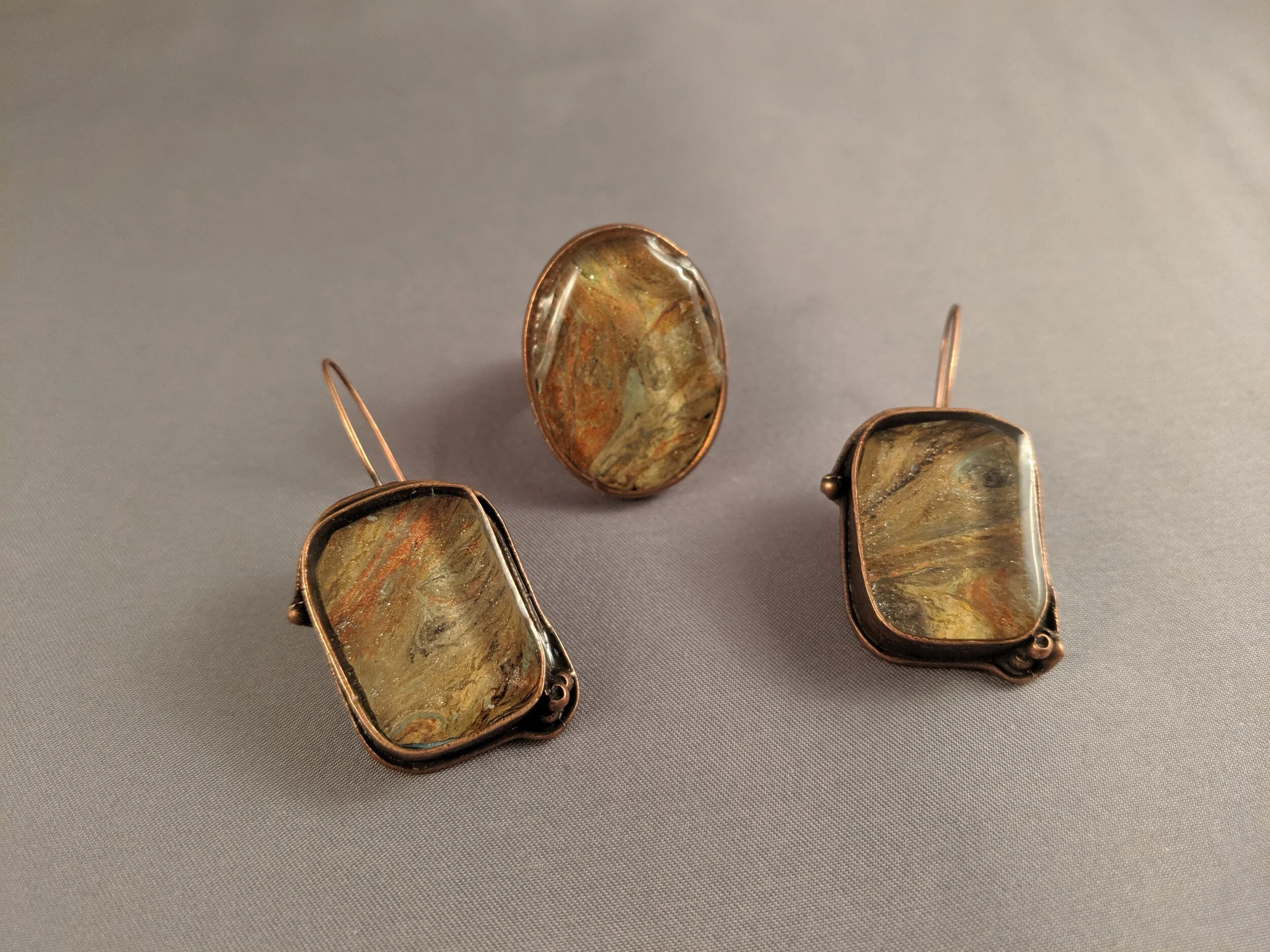 Bronze & Gold Wearable Art Earrings