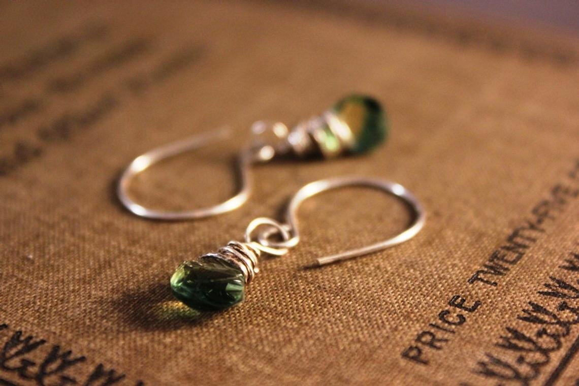 Sterling Silver  &amp; Prasiolite Earrings