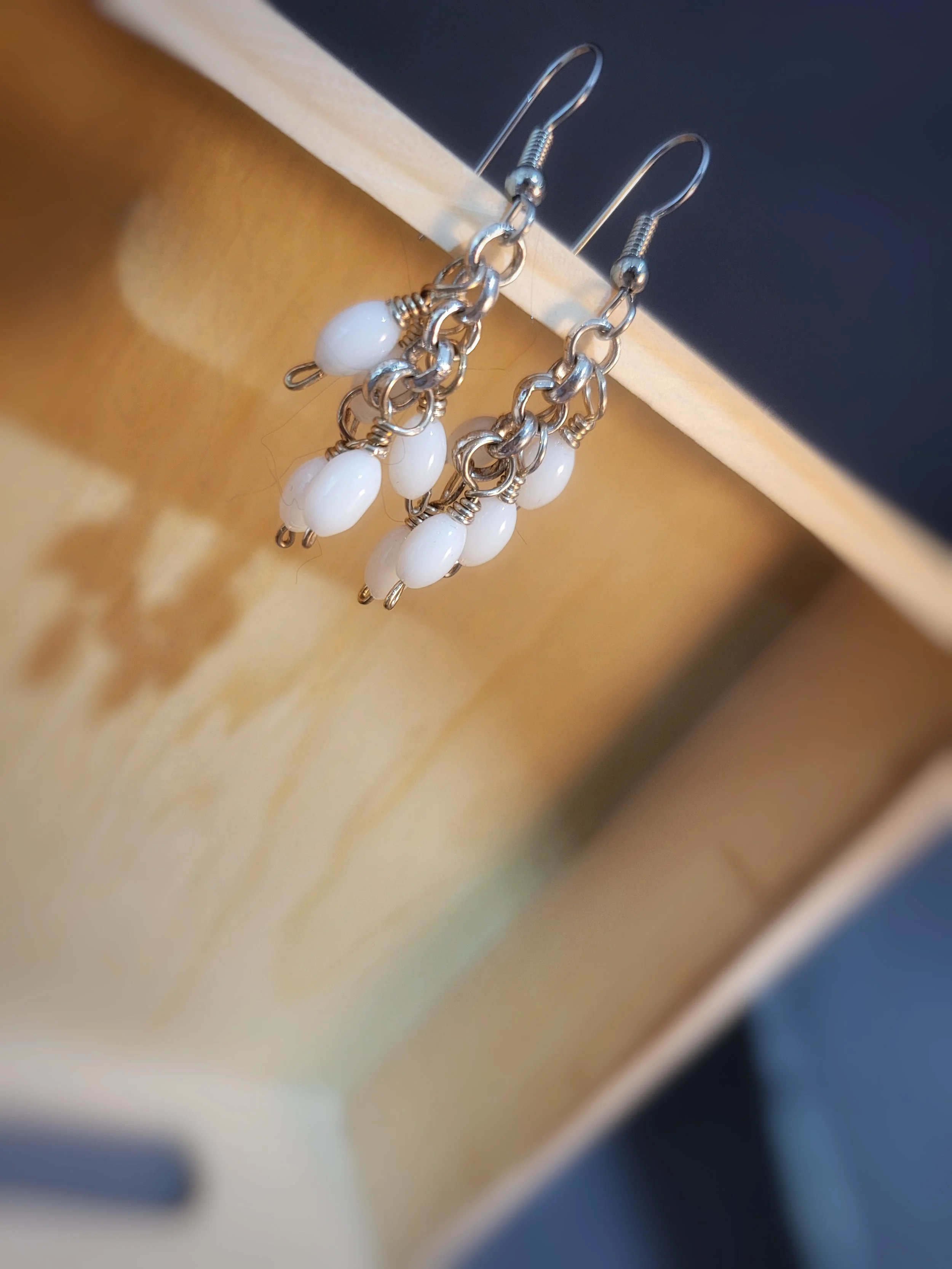 Snow Jade Cluster Earrings