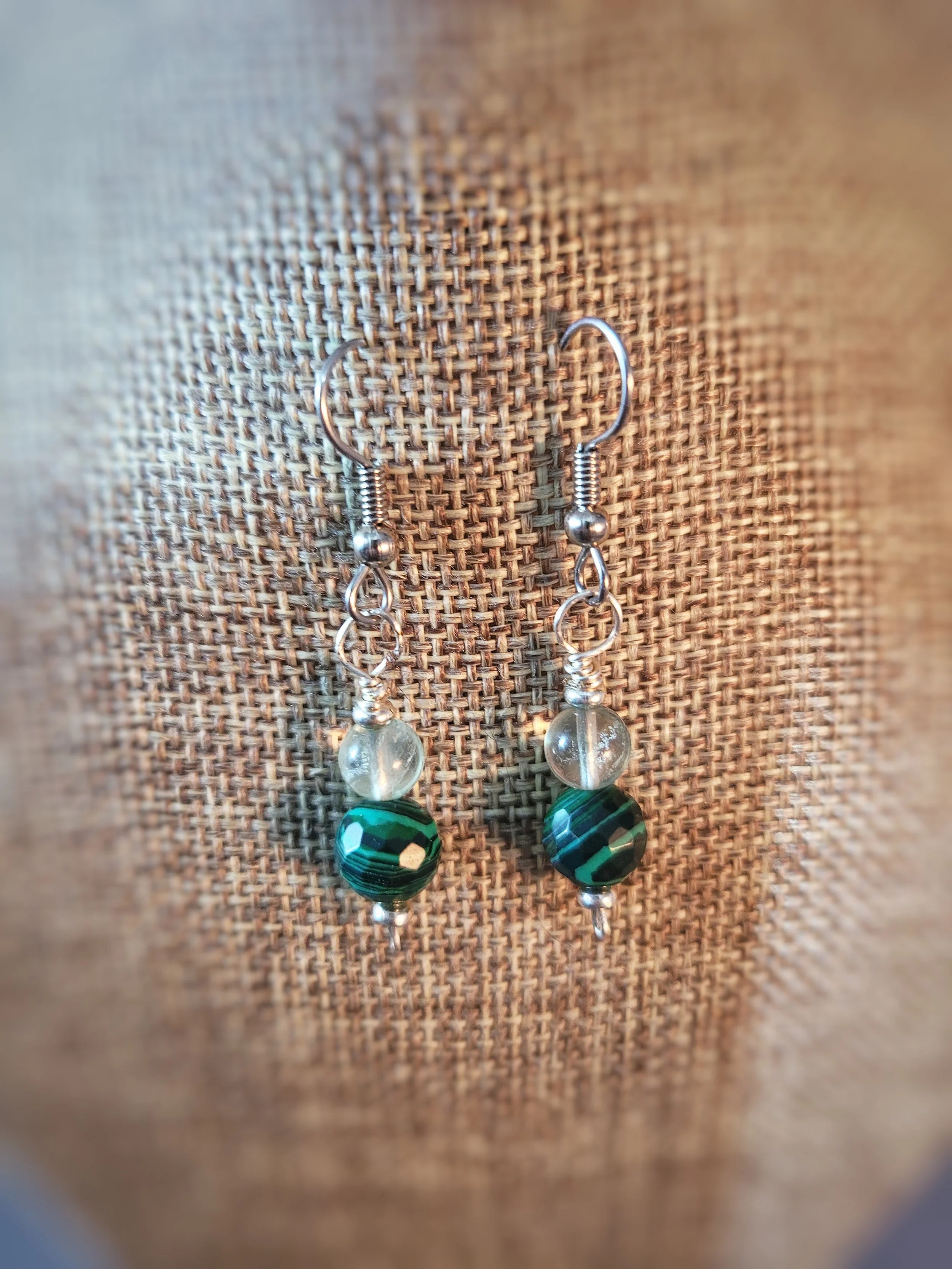 Malachite &amp; Flourite Dew Drop Earrings