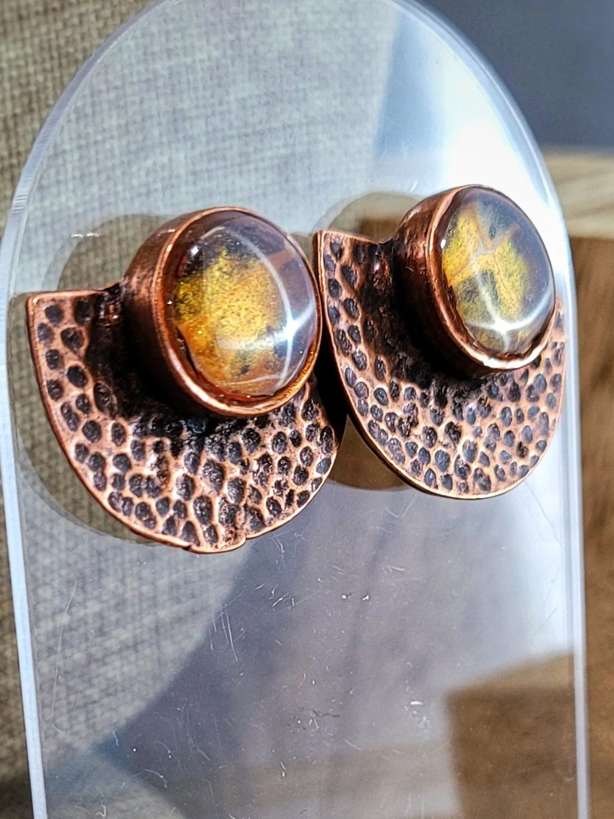 Adorn Copper Half Moon Studs
