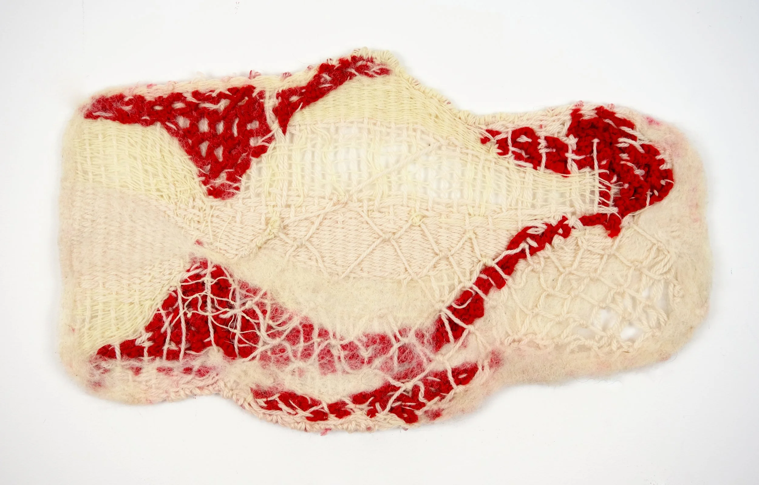  Evening Lambskin Lounge, 2024, Wool from Evening, acrylic and wool yarn, 10 x 17.5 inches 