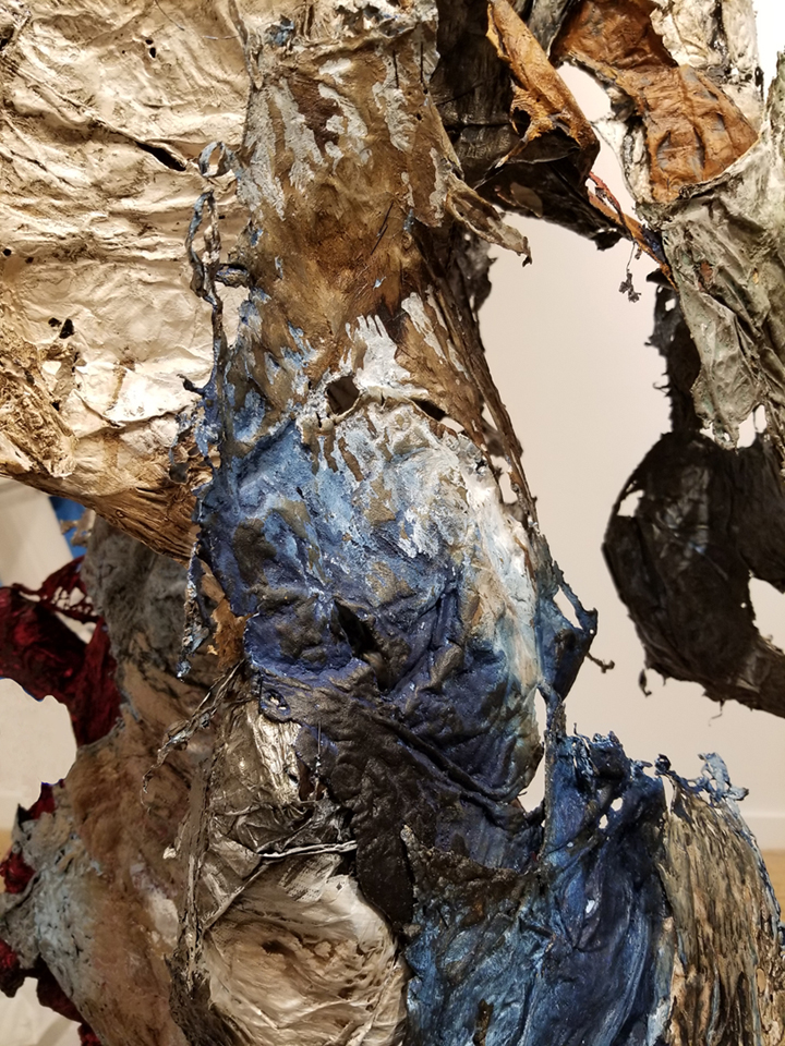Bonny Leibowitz Not This, Not That - detail 2018 Installation _ size variable Tyvek, inks, acrylic and dry pigment Folded Residency and Exhibition with Michael David, M. David & Co., Brooklyn, NY