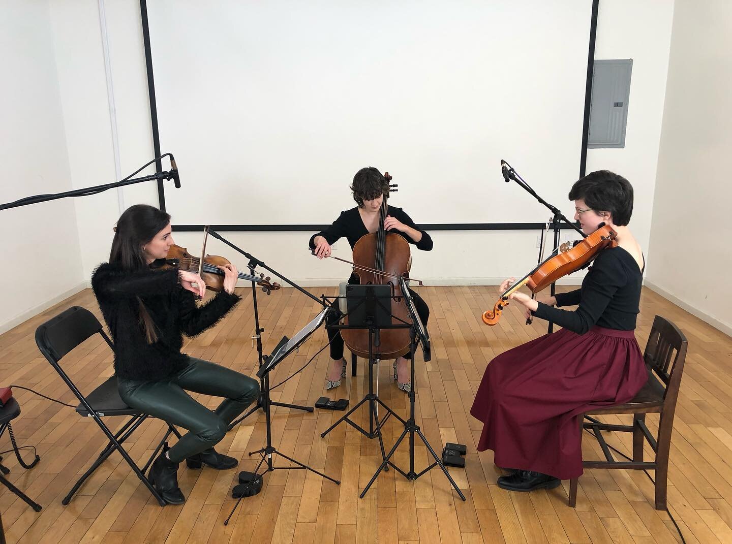So nice to be back together in NY last month recording trios by Anthony R. Green and Finola Merivale with the help of Josh Henderson of @warptrio ! The full videos will be aired in June as part of @uncommonsoundcle , but stay tuned for sneak peeks an