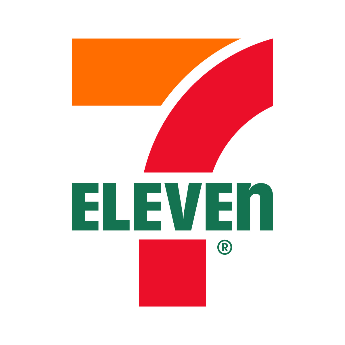 7-Eleven logo with orange and red number 7 above green text.