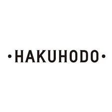 Hakuhodo logo with black text and dots on a white background.