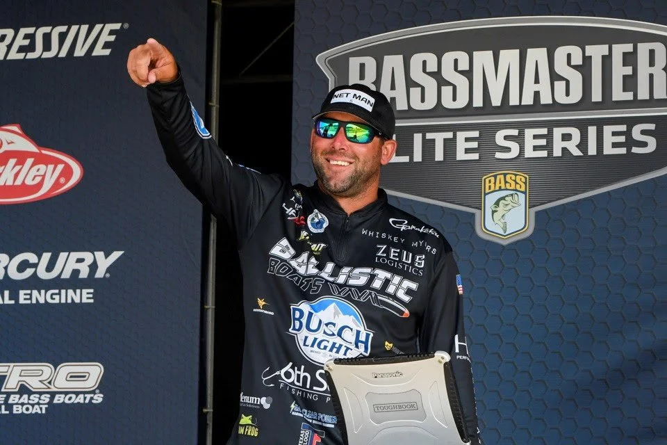 Lee Livesay of Longview, Texas, is leading after Day 2 of the 2022 Simms Bassmaster Elite at Lake Fork with a two-day total of 60 pounds, 10 ounces. Photo by Andy Crawford/B.A.S.S.