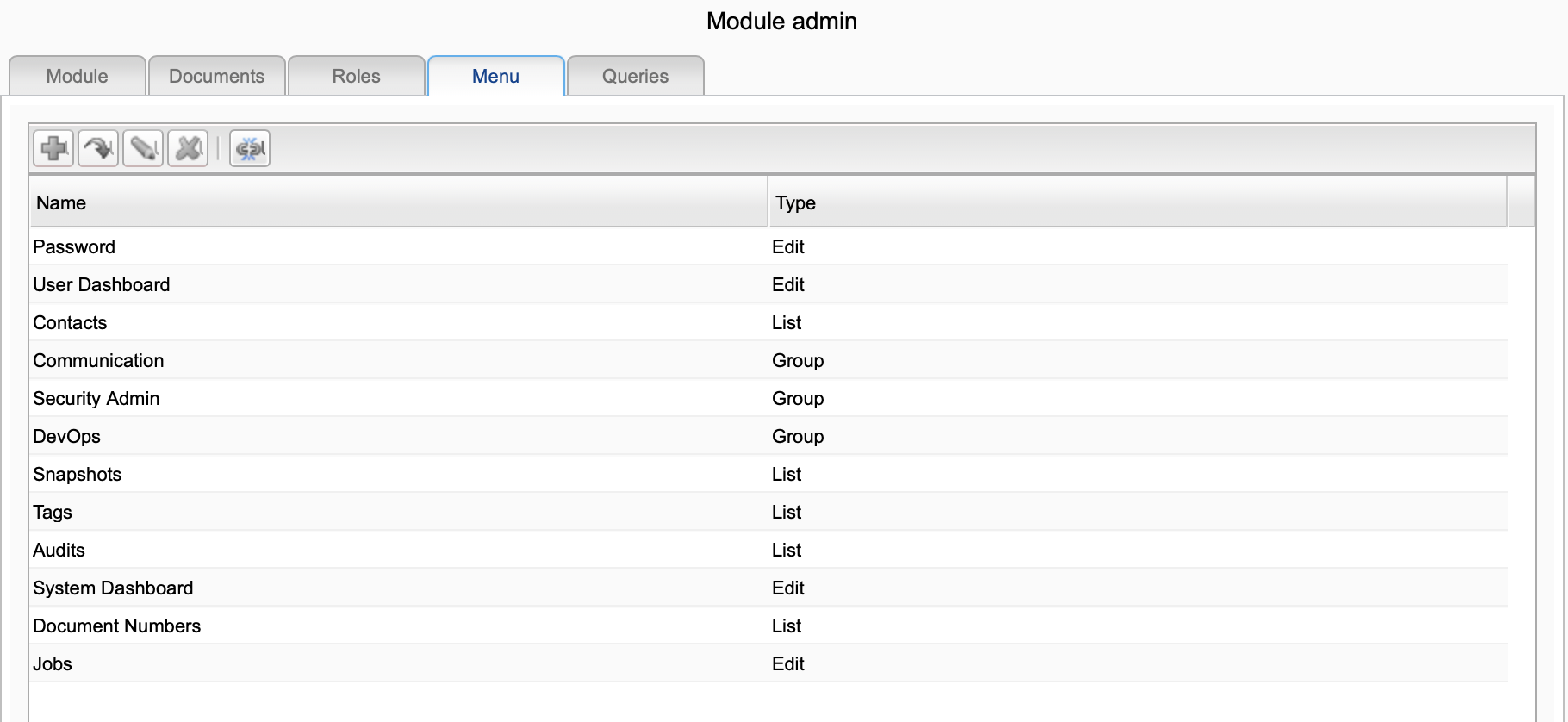Studio menu view