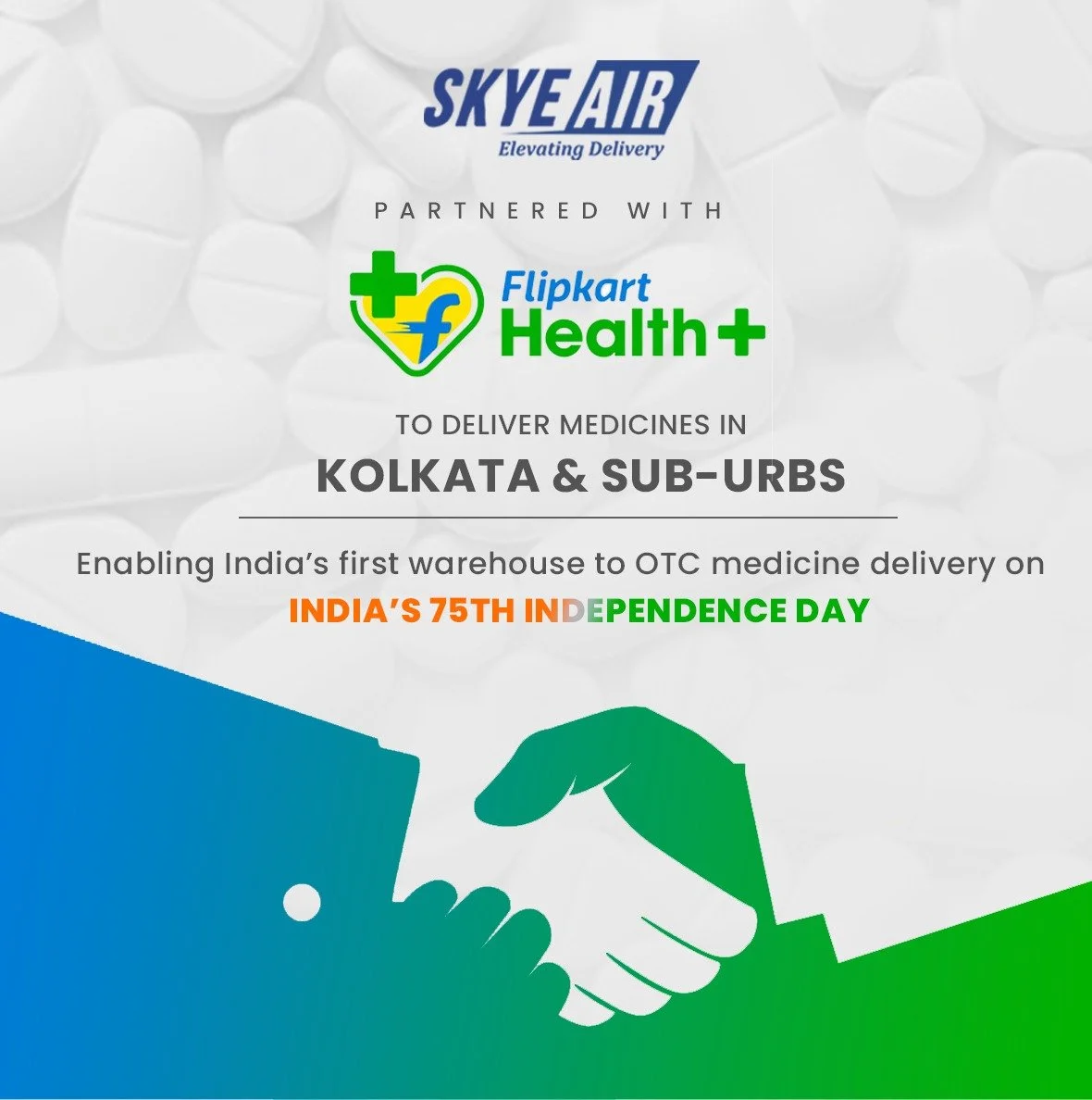 India’s leading drone delivery firm, Skye Air partnered with Flipkart Health to deliver medicines in Kolkata &amp; Sub-urbs
