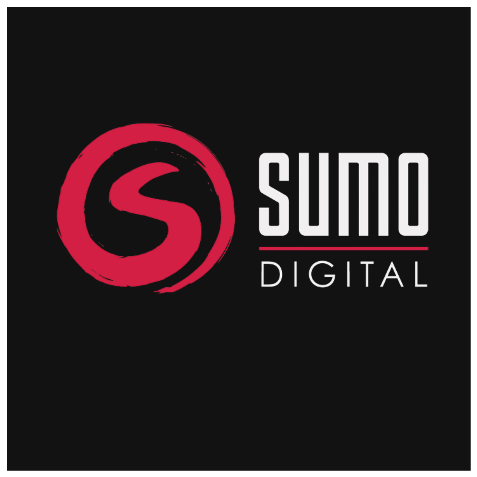 Logo for Sumo Digital, featuring a red brushstroke circle with a stylized 'S' inside, and the words 'Sumo Digital' beside it with 'Digital' underlined.