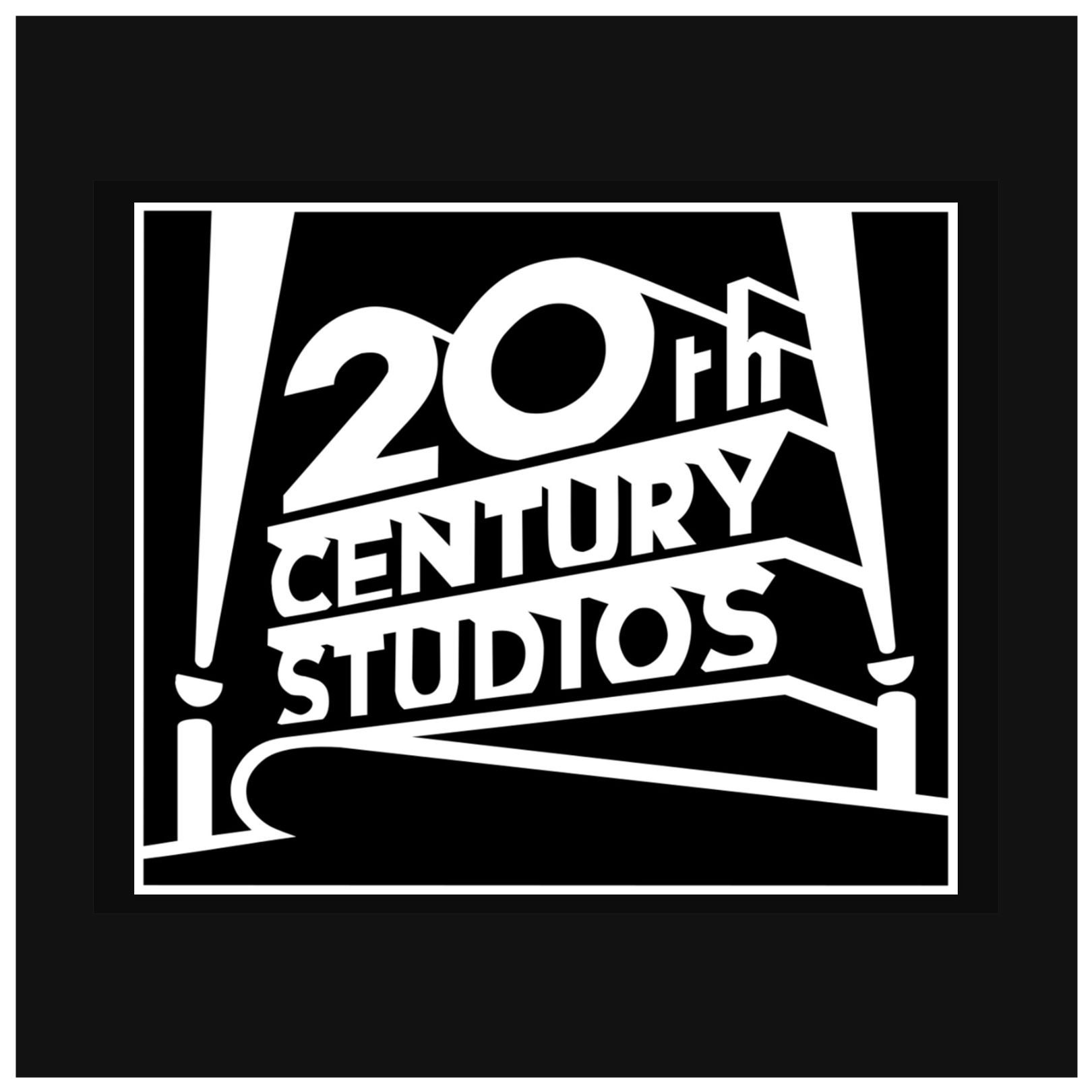 Black and white logo celebrating the 20th anniversary of Fox's 'The 20th Century' show, with stylized text and geometric design elements.