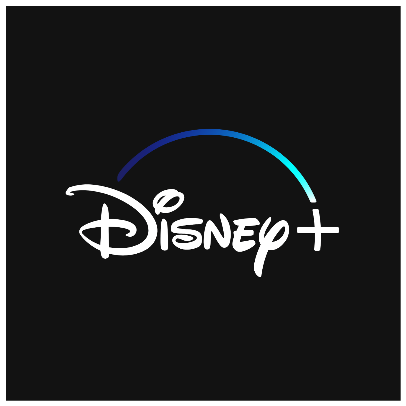 Disney+ logo with a curved blue gradient arc above the text.